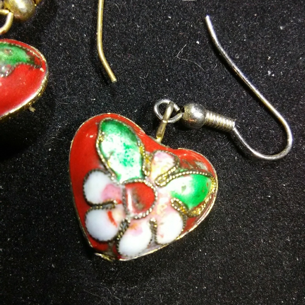 Vintage earrings enamel deco mid-century - Picture 4 of 5